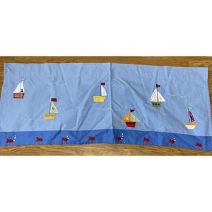 Pottery Barn PB Baby Boats Kids Valance Sailboats Fish Blue Nautical 44" x 18"
